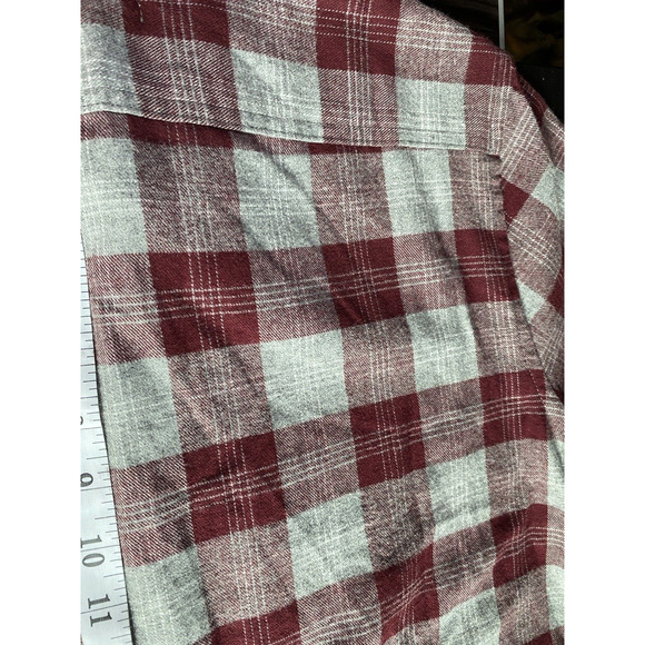 Gorpcore Zipcode Mens M Maroon/Gray Indie Casual Flannel Grunge Button Shirt NWT - Picture 8 of 10